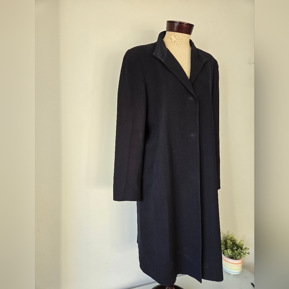 CARLA ZAMPATTI Virgin wool unbelted  navy trench,bright orange lining.Size Large - Picture 3 of 16